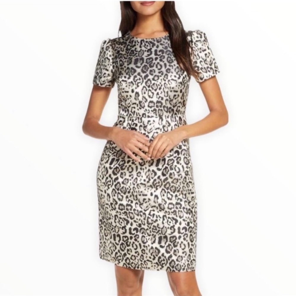 Rachel Parcell Leopard Print Mini Dress - Black and Cream